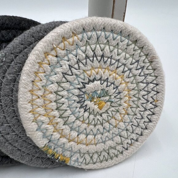 Round Coasters Set of 5, Cotton Woven Braided Hot Pads Place Mats Heat-Resistant - Picture 2 of 7